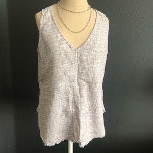 Cloth & Stone Plum Linen blend frayed tank top Med